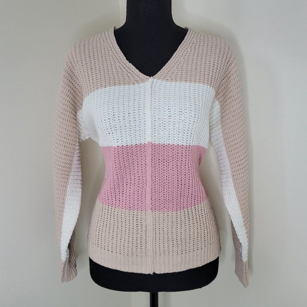 No Comment Juniors' Colorblocked Striped Sweater